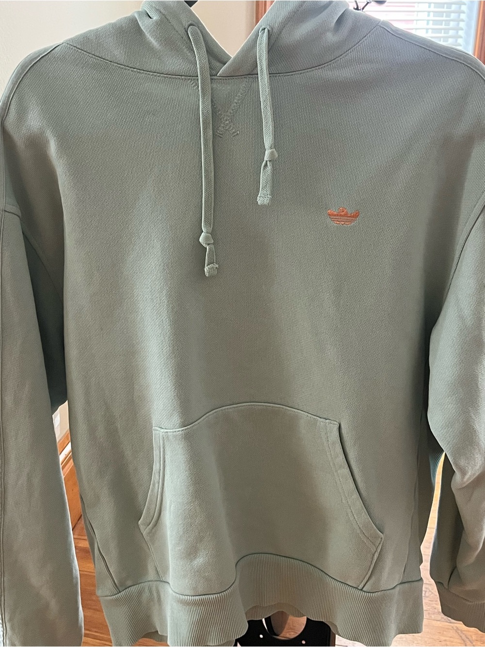 adidas Sage Green Men’s Pullover Hoodie with Small Embroidered Logo